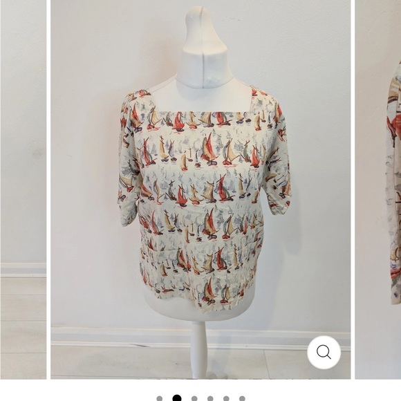 Laura Ashley Tops - Vintage Laura Ashley Nautical Sailboat Print Blouse size 12